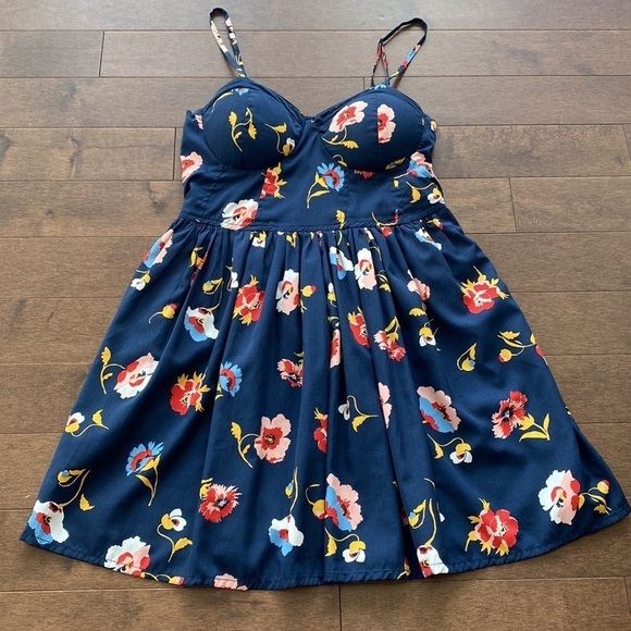 Band of gypsies - summer blue dress with flowers design - size medium - Picture 3 of 16